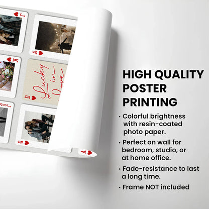Personalized Poster, Lucky in Love Photo Cards with Kissing & Holding Hands, Unique Gift for Couple