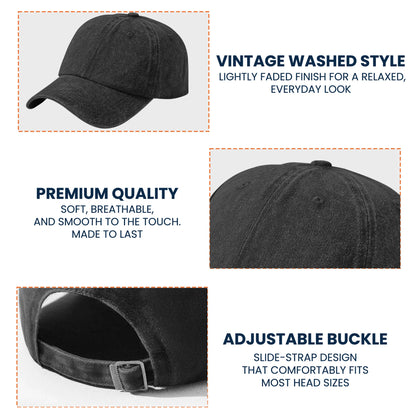 Personalized Washed Denim Baseball Cap with Vintage Fish Logo, Casual Outdoor Wear, Unique Gift for Fishing Lovers