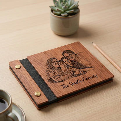 Personalized Wooden Memory Book with Custom Photo Cover, Family Keepsake Album Gift for Parents & Grandparents