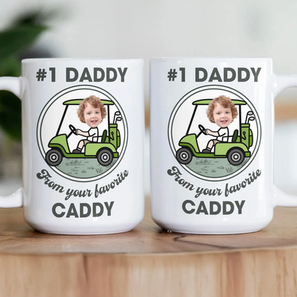 Custom White Ceramic Mug for No. 1 Daddy, Cute Golf Caddy Design, Creative Gift for Dad's Morning Coffee