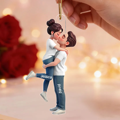 Personalized Acrylic Car Hanger with Kissing Couple, Unique Gift for Couples, Sunset Drive Decor