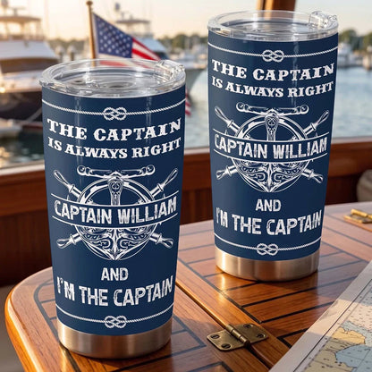 Insulated Travel Tumbler with Captain Humor, Custom Boat Deck Style Creative Gift for Him