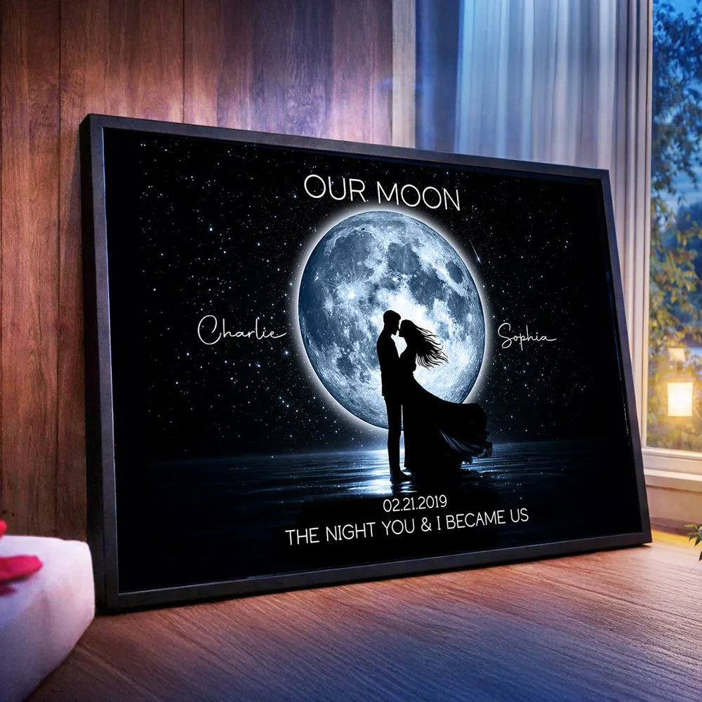 Personalized Our Moon Poster, Romantic Starry Night Wall Art, Creative Gift for Her or Him