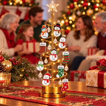 Personalized Acrylic Ornament with Cute Snowman Art for Tabletop Christmas Display, Unique Family Gift