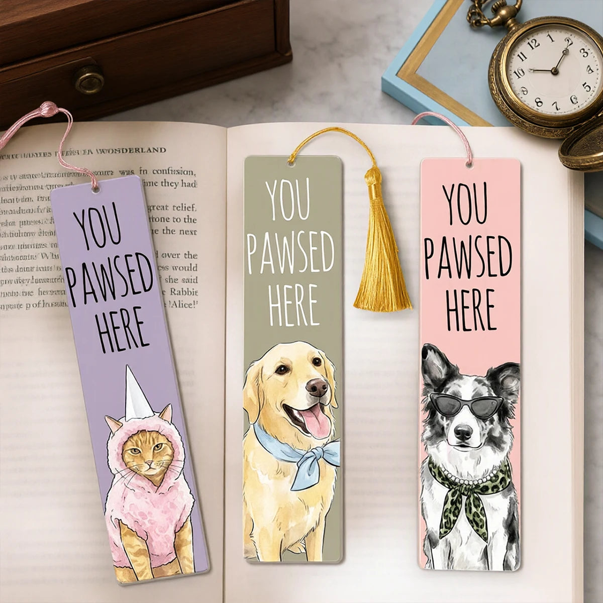 Acrylic Bookmark with You Pawsed Here, Personalized Watercolor Pet Keepsake, Creative Gift for Readers and Pet Owners