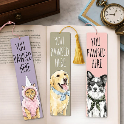 Acrylic Bookmark with You Pawsed Here, Personalized Watercolor Pet Keepsake, Creative Gift for Readers and Pet Owners