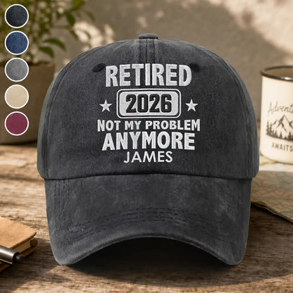 Personalized Washed Denim Baseball Cap, Funny Retired Quote, Unique Creative Gift for Retiree