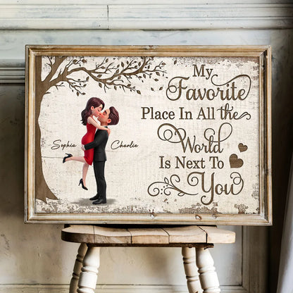 Personalized Couple Hugging Under Tree Poster Romantic Quote Wall Art Unique Gift for Husband or Wife