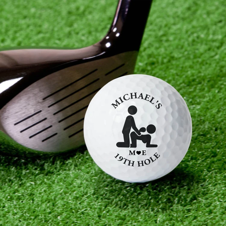 19th Hole Personalized Golf Ball with Playful Adult Humor, Creative Golf Gift for Him and Couples