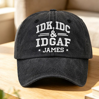 Personalized Brushed Cotton Baseball Cap, Vintage Charcoal Attitude Text, Unique Gift for a Friend