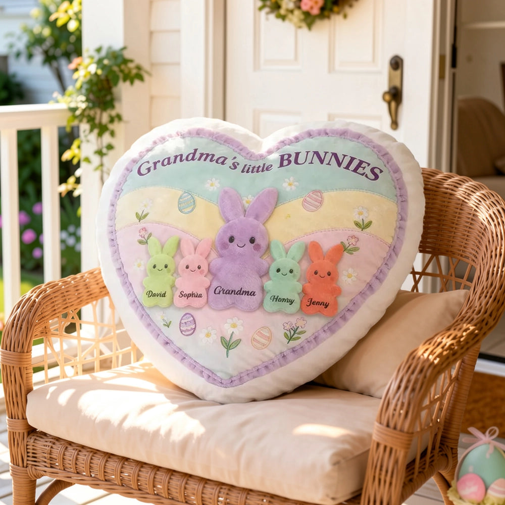 Personalized Shaped Pillow, Grandma's Little Bunnies Easter Decor, Heartwarming Unique Gift for Grandma