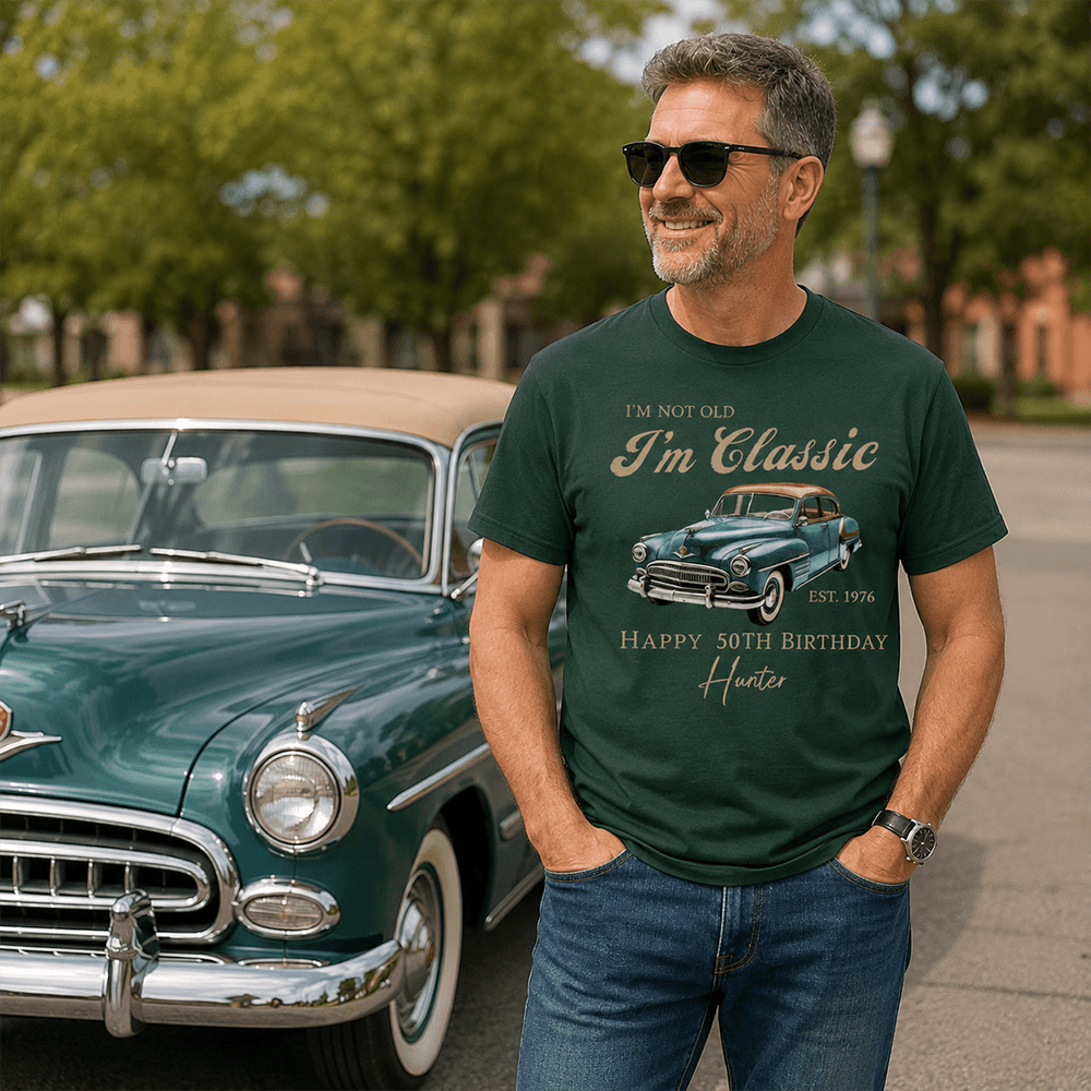 Personalized Classic Car Birthday Shirt, Custom Name & Year Vintage Tee, Gift for Dad, Grandpa or Car Lovers