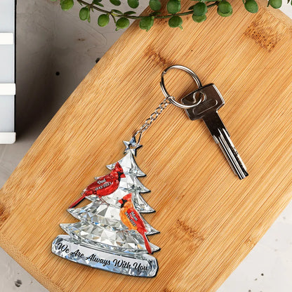 Personalized Acrylic Car Hanger with Cardinals and Christmas Tree, We Are Always With You, Unique Memorial Gift