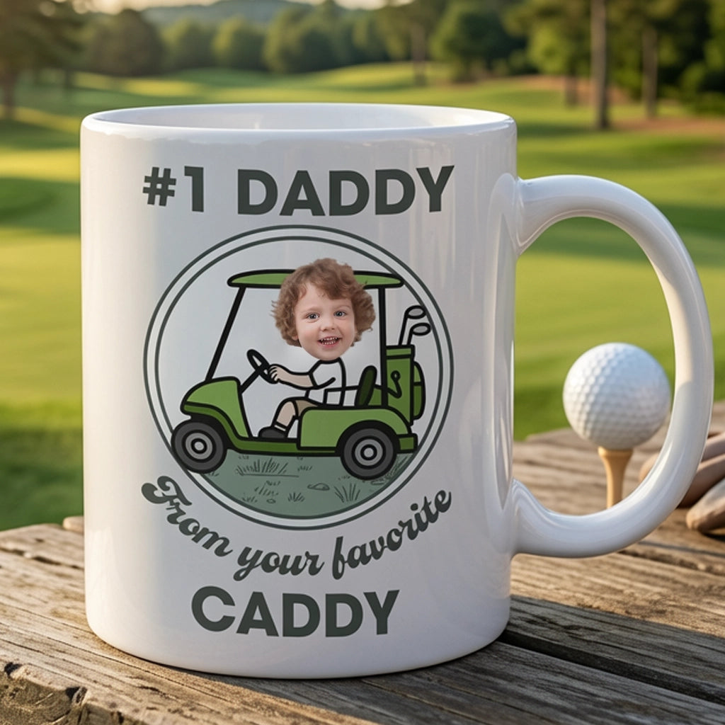 Custom White Ceramic Mug for No. 1 Daddy, Cute Golf Caddy Design, Creative Gift for Dad's Morning Coffee