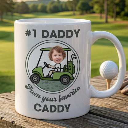 Custom White Ceramic Mug for No. 1 Daddy, Cute Golf Caddy Design, Creative Gift for Dad's Morning Coffee