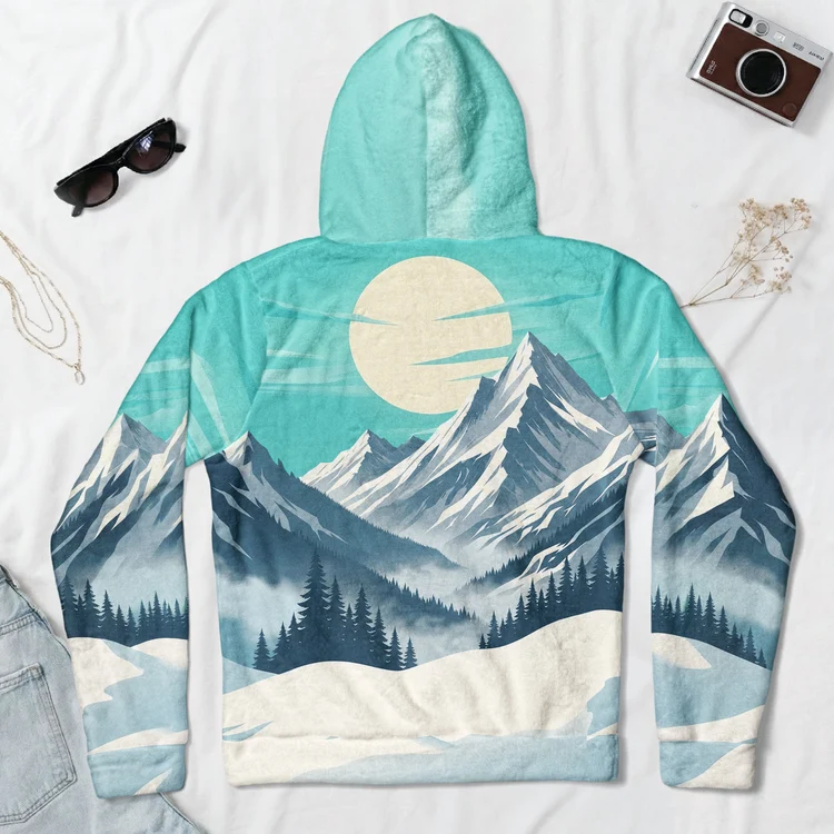 Personalized Printed Flannel Hoodie, Mountains Are Calling Design, Creative Gift for Mountain Lovers