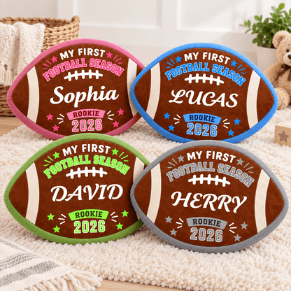 Personalized My First Football Season Shaped Pillow, Custom Name & Year Rookie Keepsake Gift for Kids