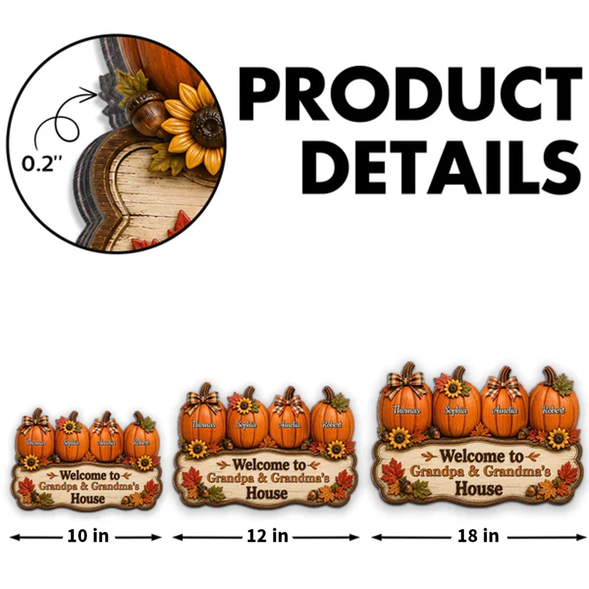 Personalized Wooden Sign with Fall Pumpkins, Unique Gift for Grandma & Grandpa's Cozy House
