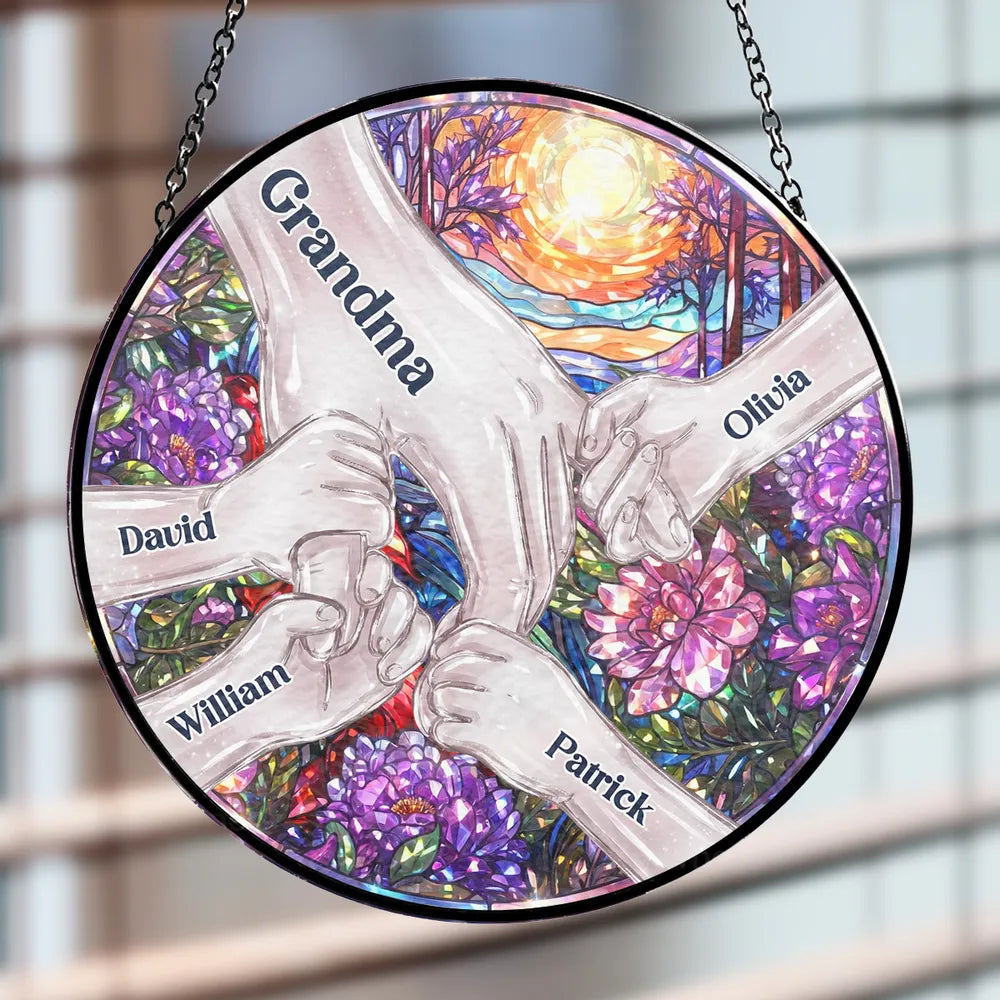 Hold Our Hands And Our Hearts 2 - Personalized Custom Window Hanging Suncatcher