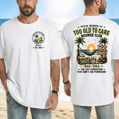 Classic Tee with Beach Boomer Club Artwork, Custom Funny Shirt, Creative Gift for Grandpa