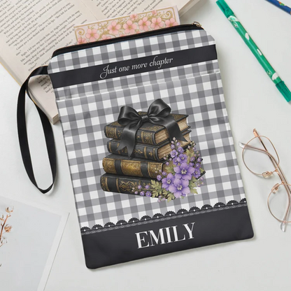 Personalized Book Sleeve with Bookaholic Script and Floral Books, Creative Gift for Readers