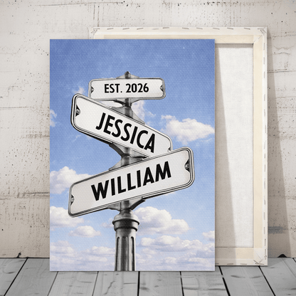 Custom Signpost Names Poster with Bright Blue Sky Vibe, Meaningful Family Memorabilia Gift for Mom