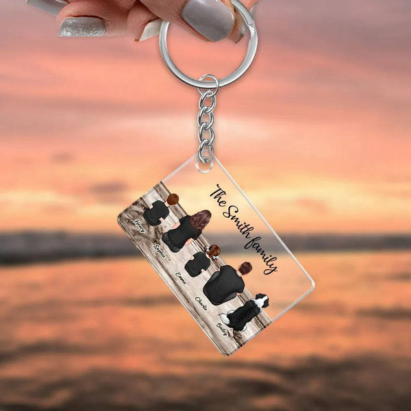 Family Beach Sunset Back View Keychain, Poster, Plaque - Unique Gift