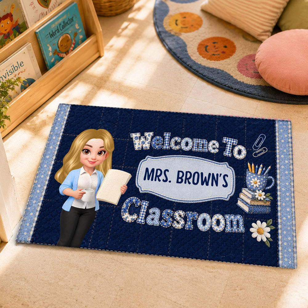 Standard Doormat for Teacher, Custom Pastel Classroom Entry Decor, Creative Back to School Gift