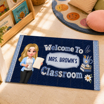 Standard Doormat for Teacher, Custom Pastel Classroom Entry Decor, Creative Back to School Gift