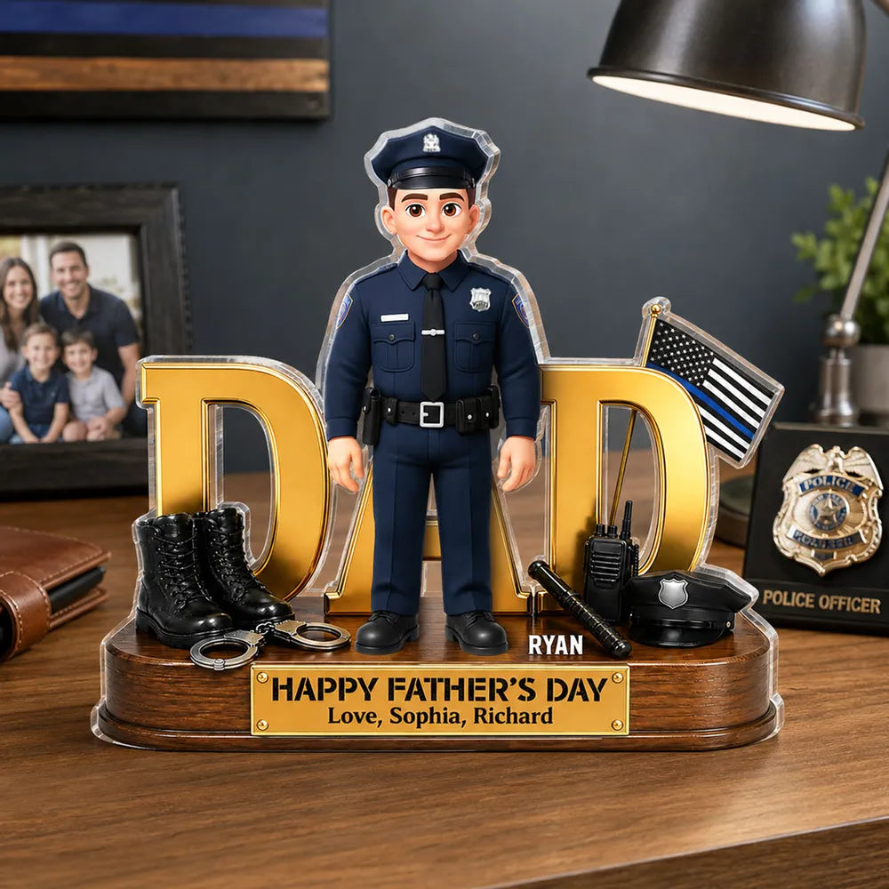 You Are Our Hero Shaped Acrylic Block Plaque, Thin Blue Line Dad Tribute, Creative Gift for Police Dad