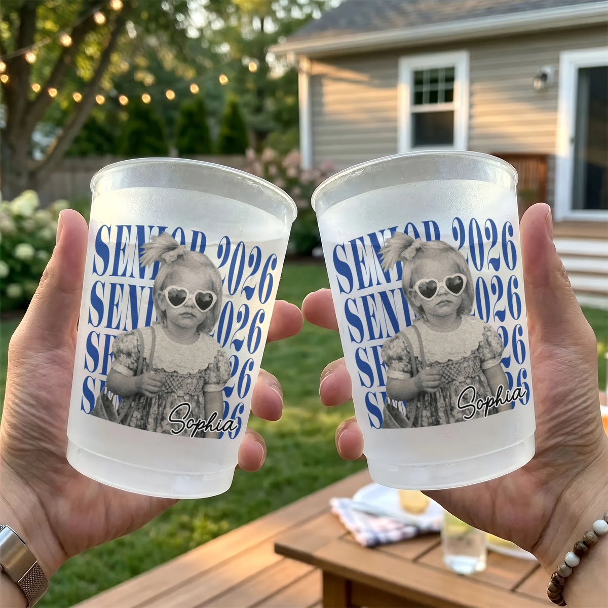 Custom Photo Frosted Plastic Cup for Graduation Parties, Retro Senior Vibes, A Unique Keepsake Gift for a Grad