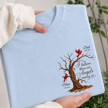 Personalized Classic Tee With Cardinal Memorial Tree, Unique Remembrance Gift for Family
