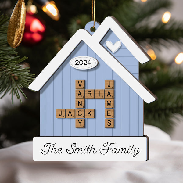 Custom Family Name House Ornament - A Unique Christmas Gift of Memories