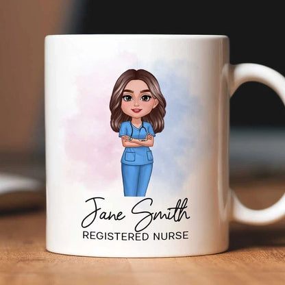 Personalized Nurse Mug with Folded Arms Illustration, Thoughtful Keepsake and Creative Gift for Nurses