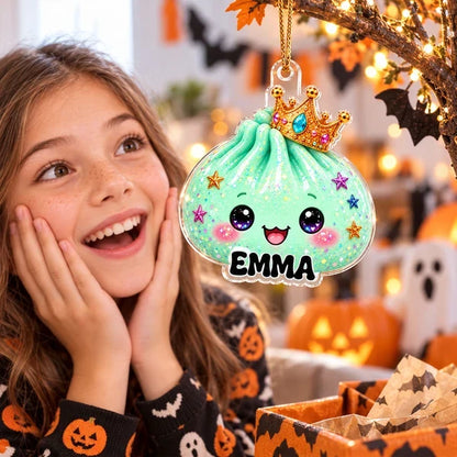 Personalized Acrylic Ornament, Cute Halloween Dumpling Keepsake, Unique Gift for Kids and Teens