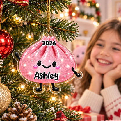Personalized Acrylic Ornament, Cute Smiling Dumpling in Bright Colors, Unique Christmas Gift for Kids