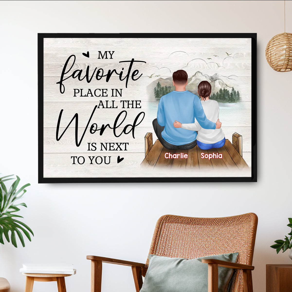 Personalized Poster/Canvas - My Favorite Place In All The World Is Next To You - Romantic Valentine's Day Gift for Couples