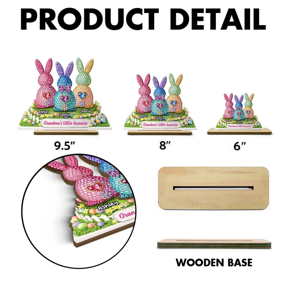 Grandma's Little Bunnies Personalized 2-Layer Wooden Plaque - Heartwarming Easter Keepsake Gift for Grandma, Bright Pastel Display