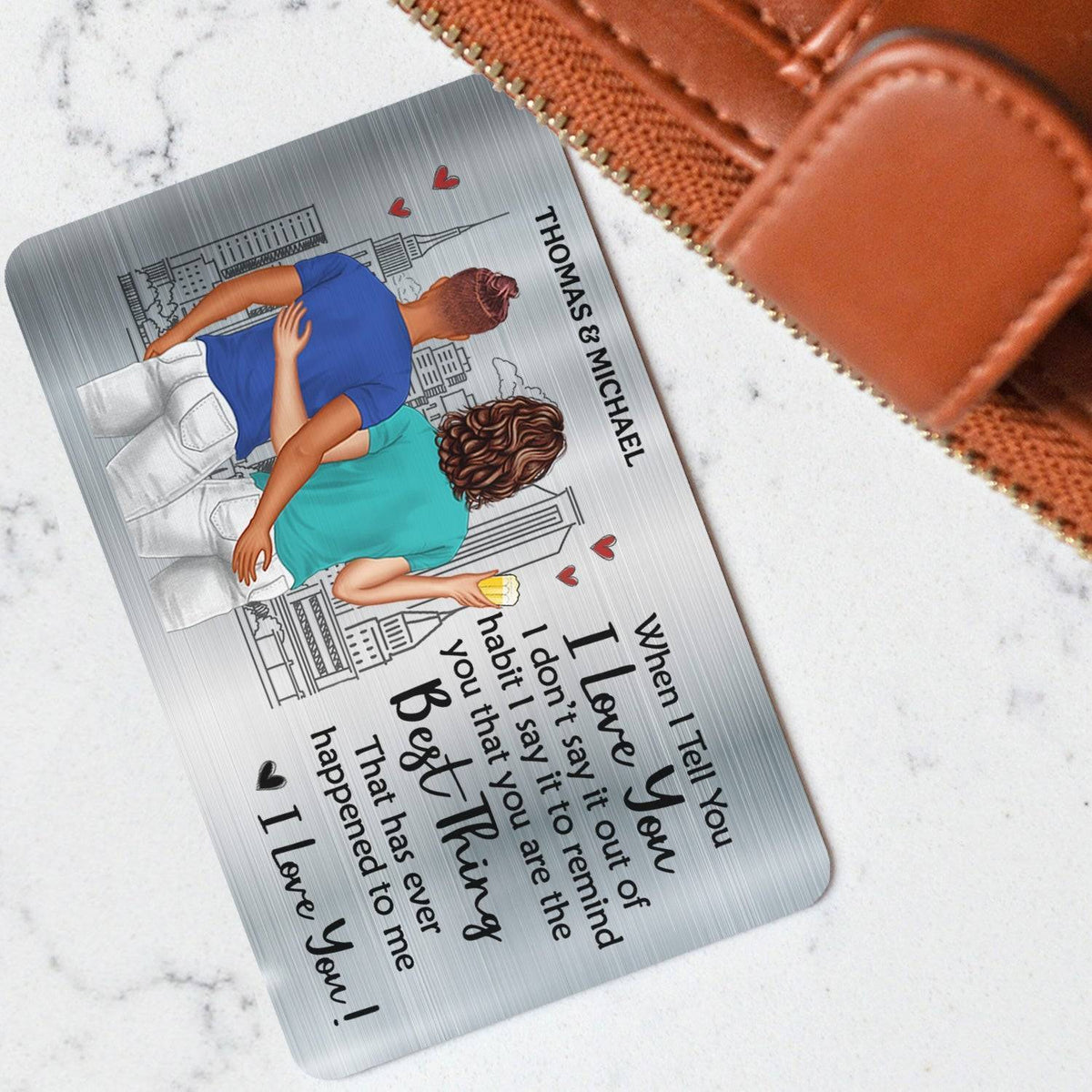 Personalized Aluminum Wallet Card with 'I Love You The Most' Engraving - Ideal for Anniversaries & Valentine's Day4