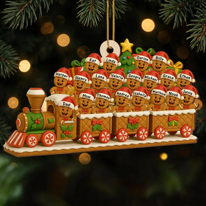 Cheerful Gingerbread Passengers Wooden Ornament, Personalized Christmas Keepsake, Creative Gift for Parents