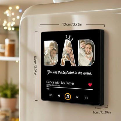 Best Dad Acrylic Music Magnet, Custom Music Player Fridge Decor, Heartwarming Gift for Dad
