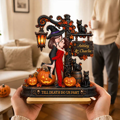 Till Death Do Us Part 2-Layer Wooden Plaque, Gothic Couple Keepsake, Creative Gift for Partners