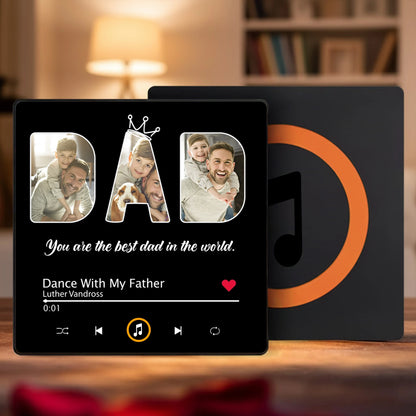 Best Dad Acrylic Music Magnet, Custom Music Player Fridge Decor, Heartwarming Gift for Dad