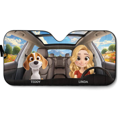 Life Is Better With My Dog - Personalized with Names of Your Loved Ones and Pets for a Fun and Unique Car Windshield Sunshade