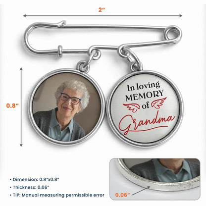 In Loving Memory of Grandma Alloy Charm Lapel Pin With Custom Photo - Heartwarming Memorial Gift