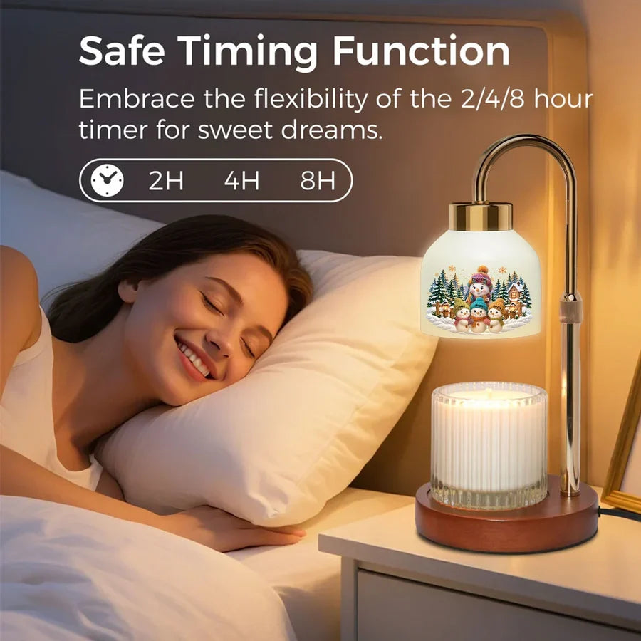 Personalized Candle Warmer Lamp, Grandma and Grandkids Snowman Scene, Unique Christmas Gift for Grandma