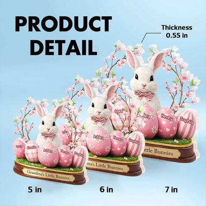 Grandma's Little Bunnies Shaped Acrylic Block Plaque, Personalized Easter Shelf Decor - Heartwarming Gift for Grandma