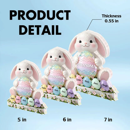 Personalized Shaped Acrylic Block Plaque Cute Bunny Holding Easter Egg for Grandma Spring Shelf Decor Unique Gift