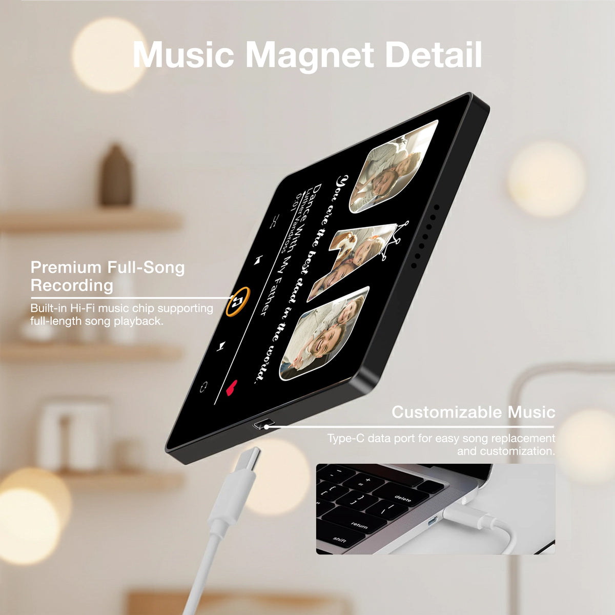 Best Dad Acrylic Music Magnet, Custom Music Player Fridge Decor, Heartwarming Gift for Dad