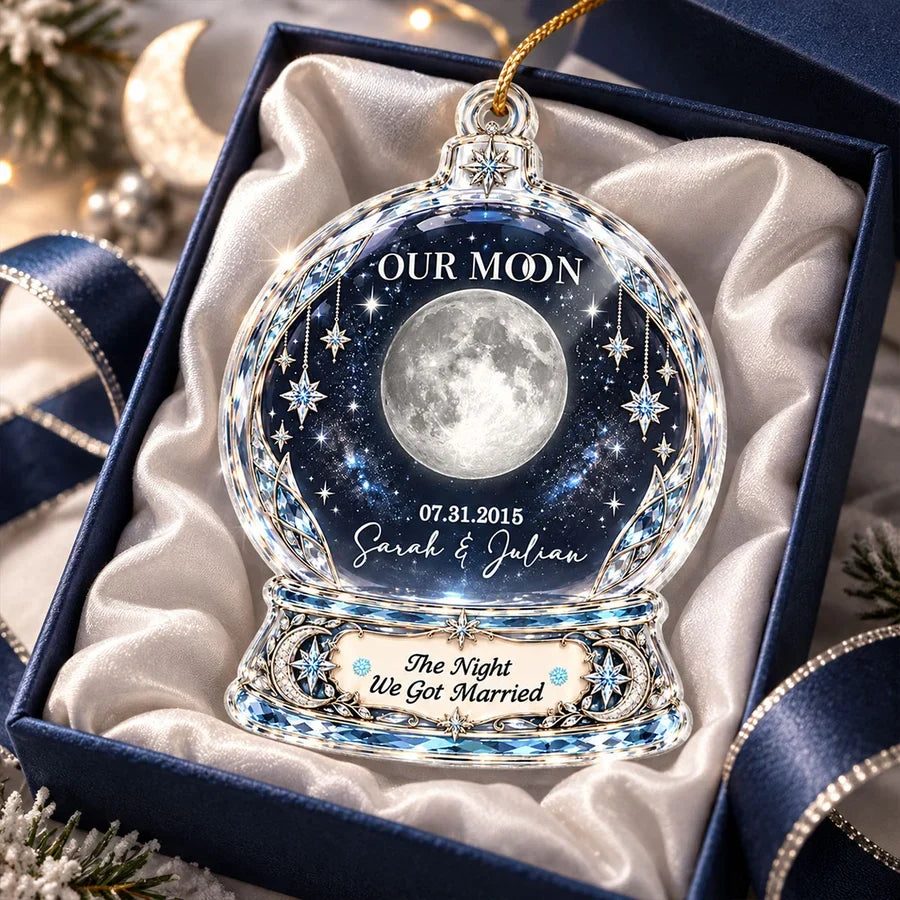 Our Moon Personalized Acrylic Ornament, Starry Christmas Tree Keepsake, Creative Gift for a Couple